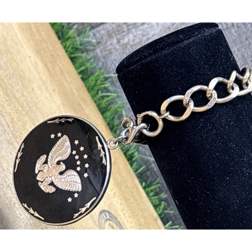 Vintage 1970s USA Eagle Seal Mirror Keychain Purse Bag Charm Americana